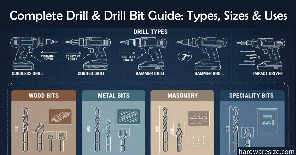 Complete Drill & Drill Bit Guide: Types, Sizes & Uses