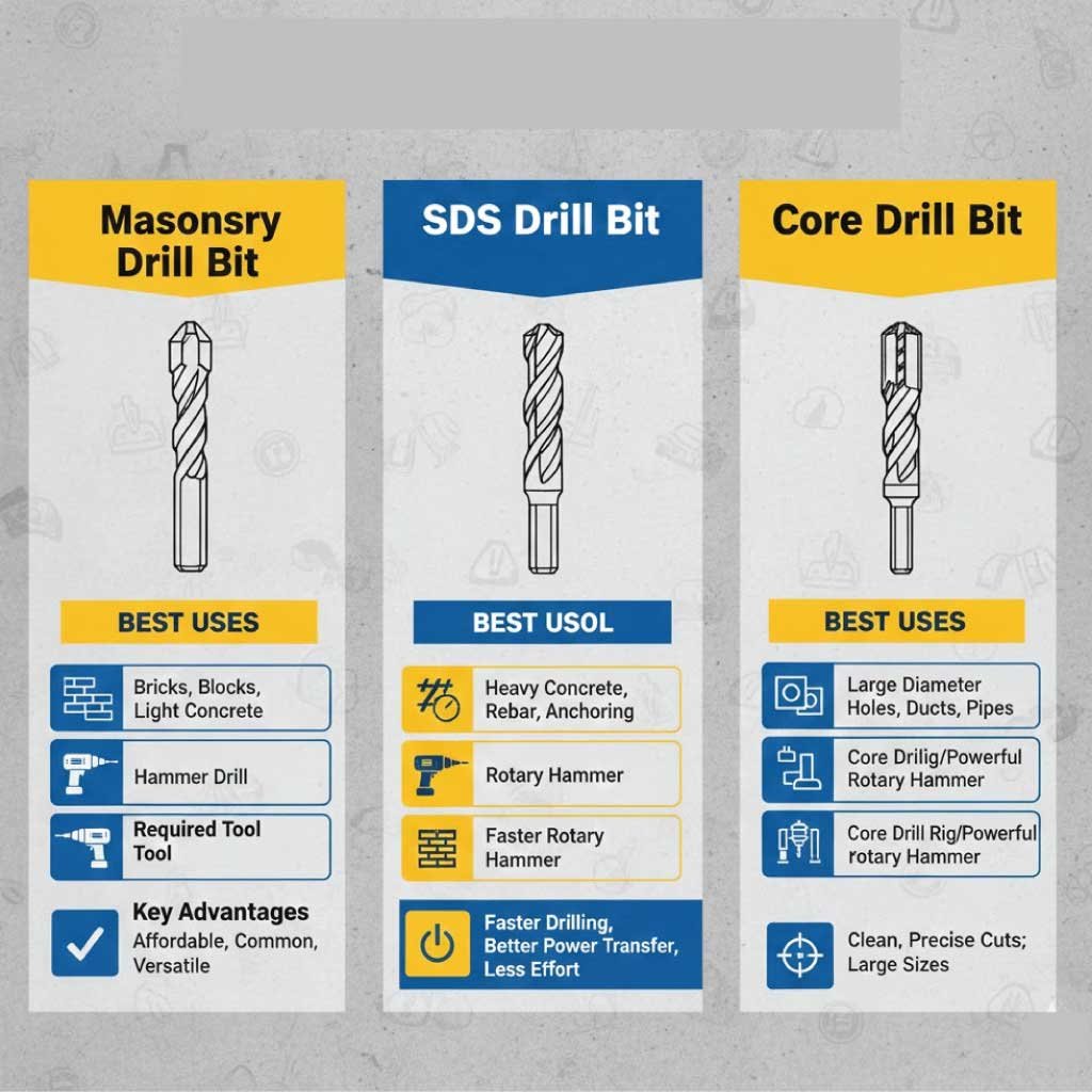 Drill Bit Types for Concrete & Masonry