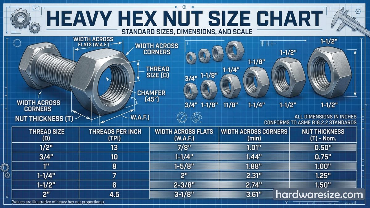 Heavy Hex Nut Size Chart