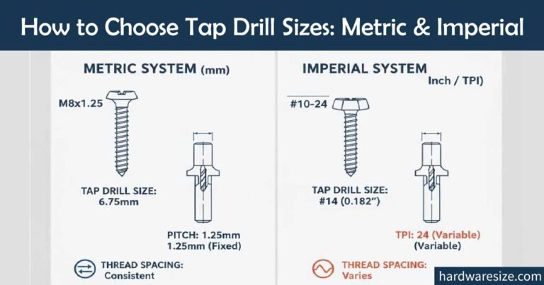 Tap Drill Size Chart for Metric and Imperial Screws - Hardware Size