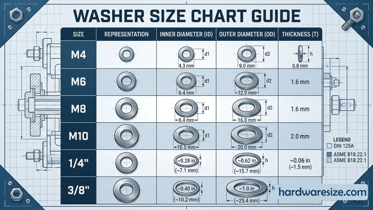 Washer Size Chart