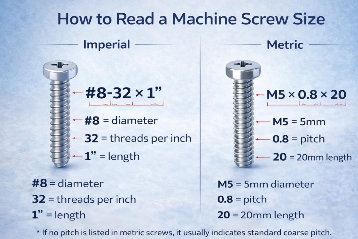 How to Read a Machine Screw Size