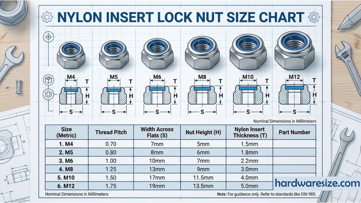 Nylon Insert Lock Nut Size Chart