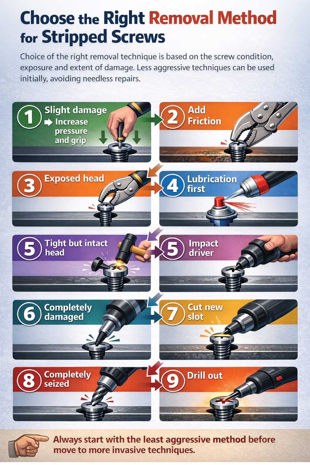 Right Removal Method for Stripped Screws