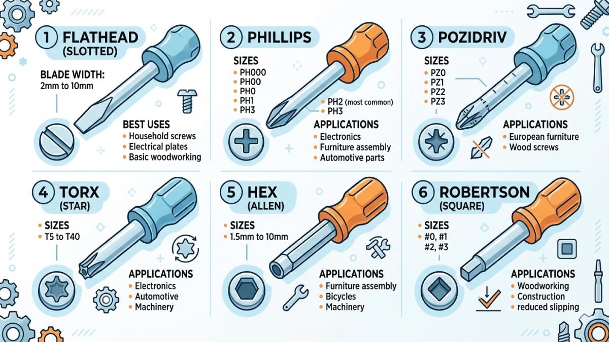 Common Types of Screwdrivers and Their Sizes