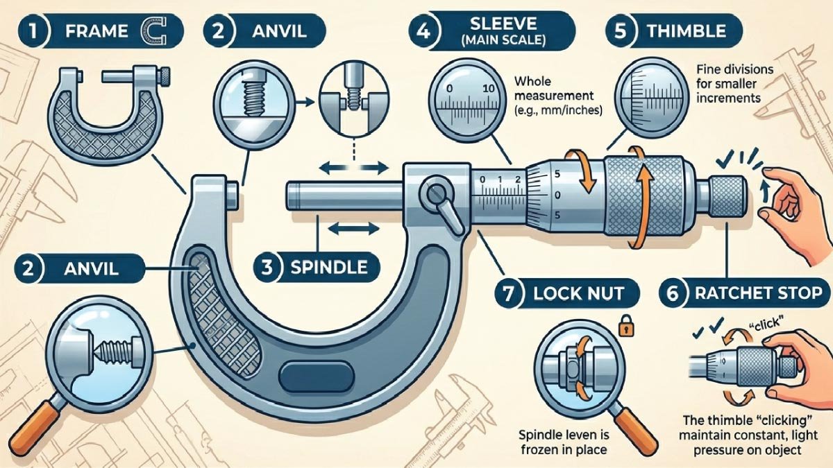 Main Parts of a Micrometer