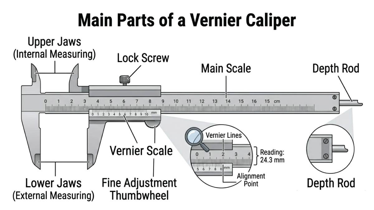Parts of a Vernier Caliper