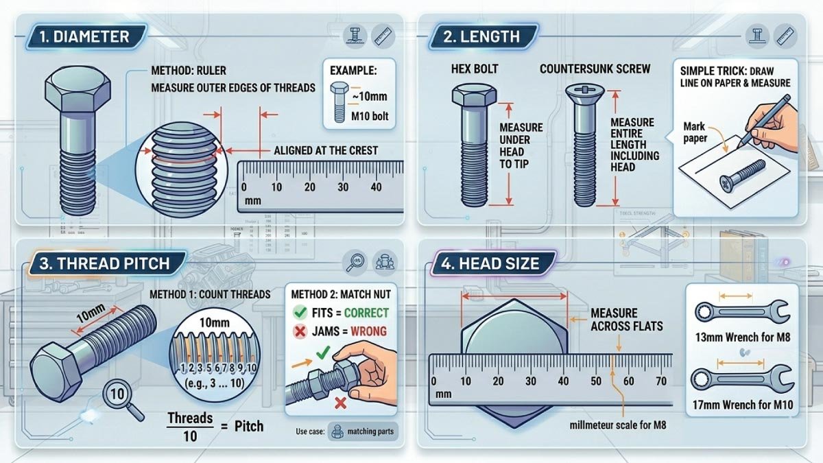 Step-by-Step: How to Measure Fasteners Without Tools