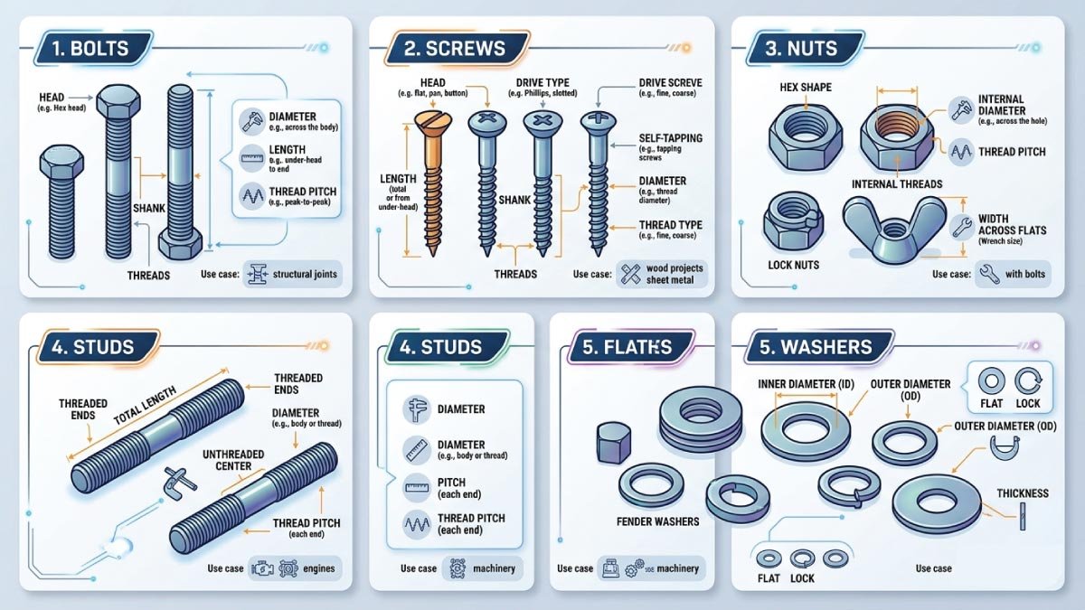 Types of Fasteners You May Need to Measure