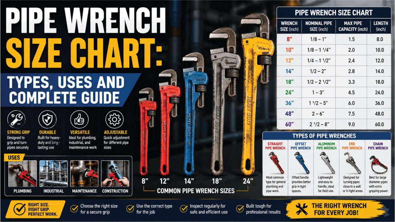 Pipe Wrench Size Chart: Types, Uses and Complete Guide
