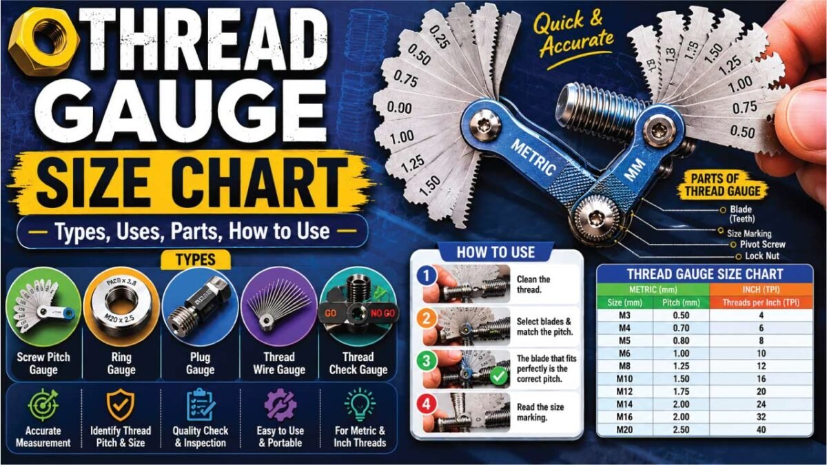 Thread Gauge Size Chart, Types, Uses, Parts, How to use - Hardware Size