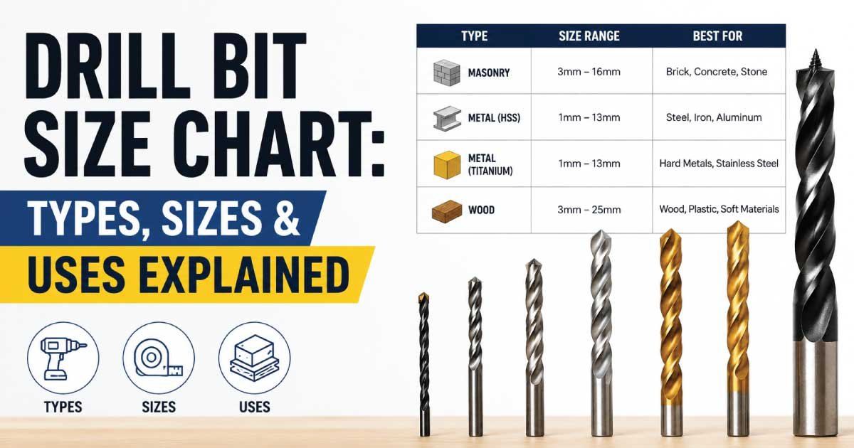 Drill Bit Size Chart: Types, Sizes & Uses Explained