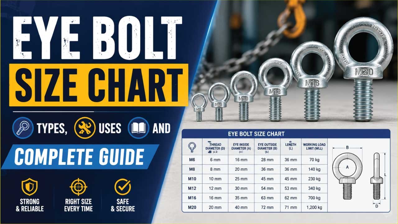 Eye Bolt Size Chart: Types, Uses and Complete Guide