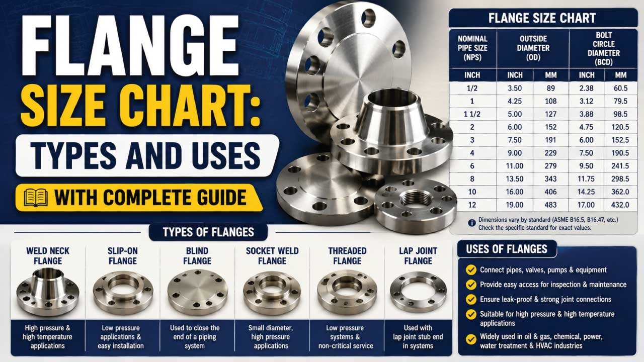 Flange Size Chart: Types and Uses With Complete Guide