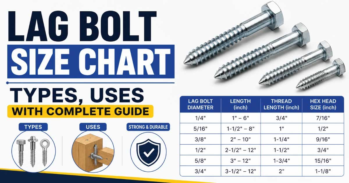 Lag Bolt Size Chart