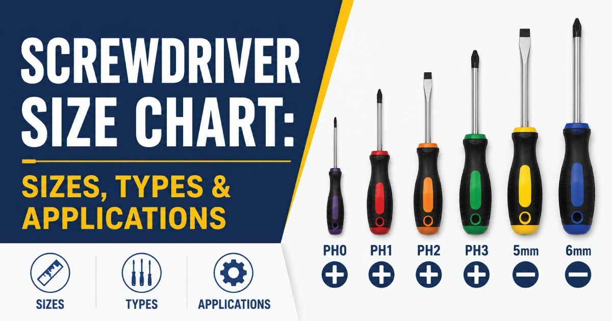 Screwdriver Size Chart: Sizes, Types & Applications