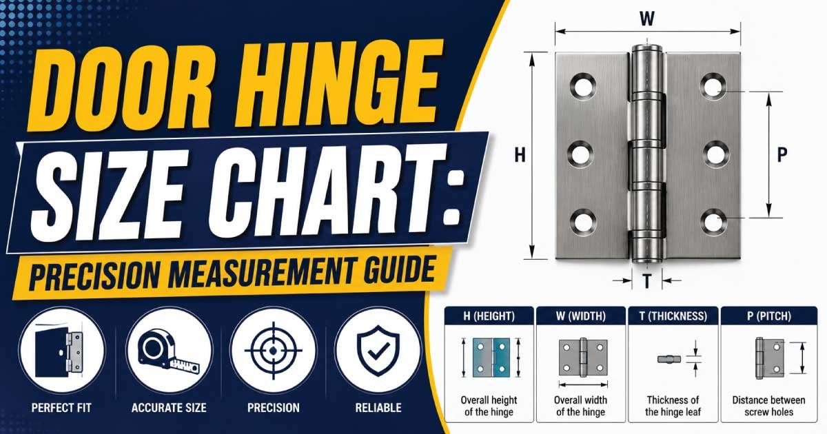 Door Hinge Size Chart showing standard hinge dimensions and measurements