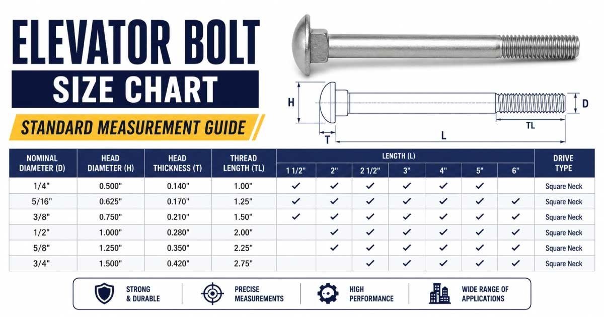Elevator Bolt Size Chart