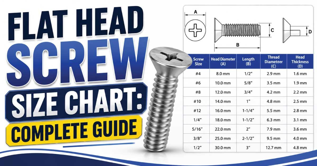 Flat Head Screw Size Chart