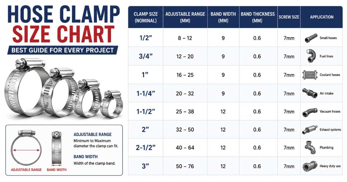 Hose Clamp Size Chart