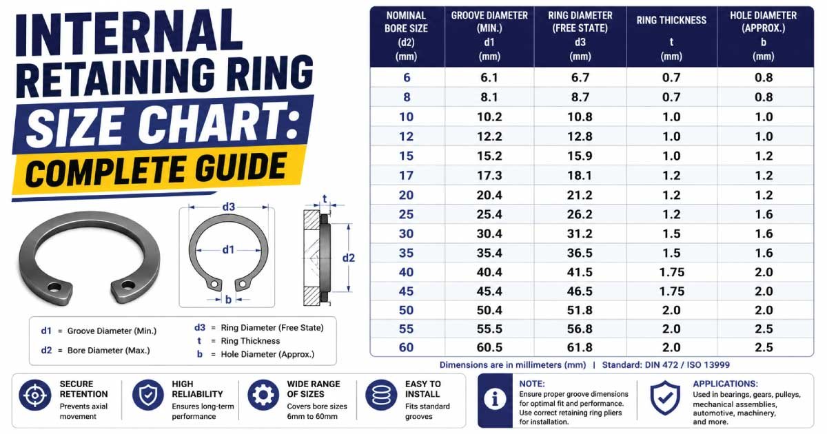 Internal Retaining Ring Size Chart