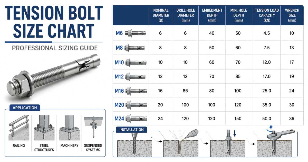 Tension Bolt Size Chart