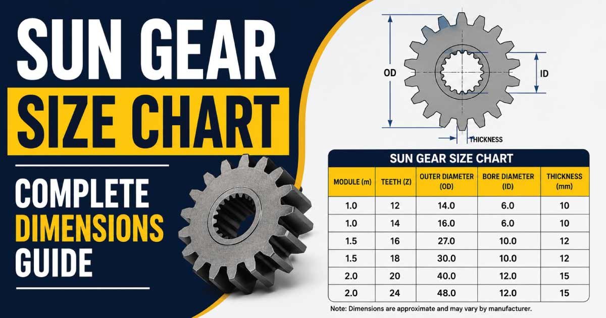 Sun Gear Size Chart