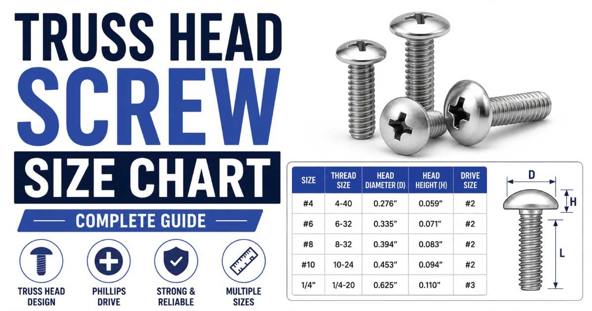 Truss Head Screw Size Chart